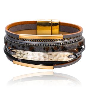 Grijze dames armband dierenprint multilayer Bohemian stijl