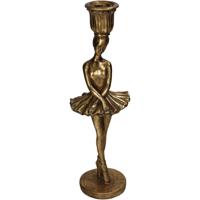 Kandelaar ballerina polyresin goud 9x8x29 cm - Hd collection