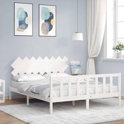 Bedframe zonder matras massief grenenhout wit 160x200 cm