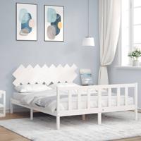 Bedframe zonder matras massief grenenhout wit 160x200 cm