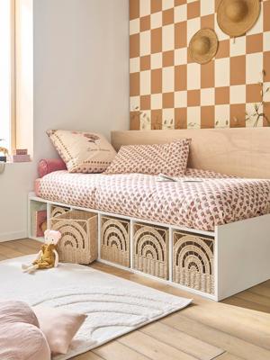 Opvouwbare opbergbak Regenboog van papierkoord beige