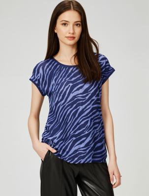 Geisha T-shirt Fancy Rib Aop 52135-60 T-shirt Korte Mouw 625 Pr.03-25-1 Blue/blue