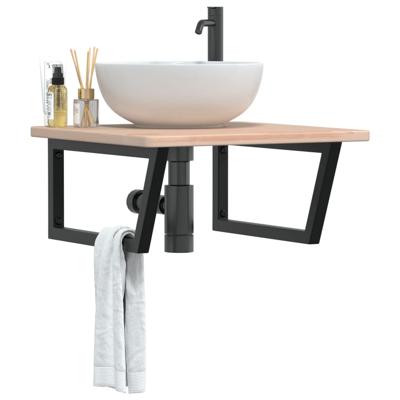 Badkamer wandschap staal en massief eikenhout
