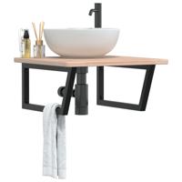 Badkamer wandschap staal en massief eikenhout