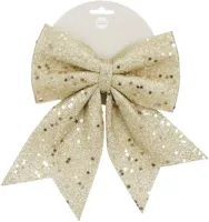Mica Decorations kunststof kerst ornament strik 20cm champagne Mica Decorations kunststof kerst ornament strik 20cm champagne
