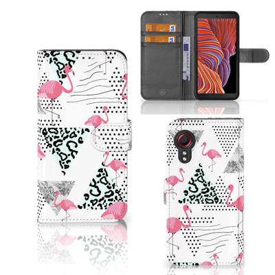 Samsung Galaxy Xcover 5 | Telefoonhoesje | Met pasjeshouder | Flamingo Triangle