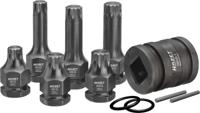 HAZET Krachtdopsleutelbitset 990S/11 · 3/4 inch (20 mm) vierkant hol, 1/2 inch (12,5 mm) vierkant hol, 24 mm buitenzeskant · Binnenveeltandprofiel XZN