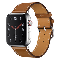 Bandje geschikt voor Apple Watch 42/44MM - Maat L - Horlogebandje - Polsband - Kunstleer - Bruin - thumbnail