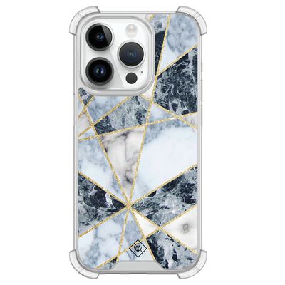 iPhone 14 Pro siliconen shockproof hoesje - Marmer blauw iPhone 14 Pro siliconen shockproof hoesje - Marmer blauw