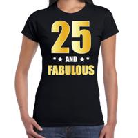 25 jaar and fabulous tekst - verjaardag cadeau t-shirt - zwart - voor dames