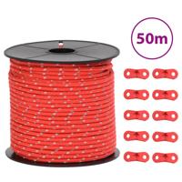 VidaXL Tentscheerlijn met reflecterende strips en spanners 50 m 4 mm
