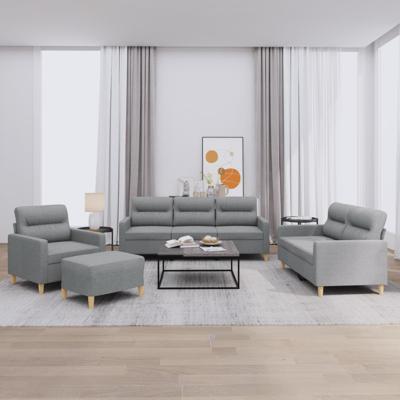 4-delige Loungeset met kussens stof lichtgrijs