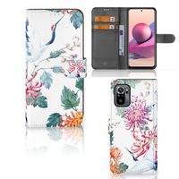 Xiaomi Redmi Note 10S | 10 4G | Poco M5s Telefoonhoesje met Pasjes Bird Flowers