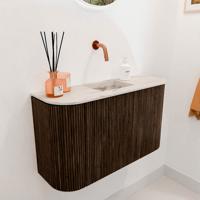 Toiletmeubel Mondiaz Joya Dlux | 73.2 cm | Meubelkleur Walnut | Faye wastafel Nata Wasbak Midden | Zonder kraangat(en)