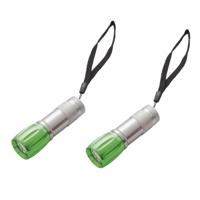 Survival zaklamp LED - 2x - groen - compact - preppen/outdoor/kamperen