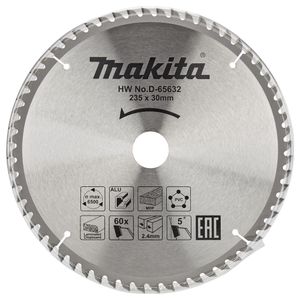 Makita Accessoires D-65632 Afkortzaagblad | div. materialen | 235x30x2,4 | 60T | 5g - D-65632