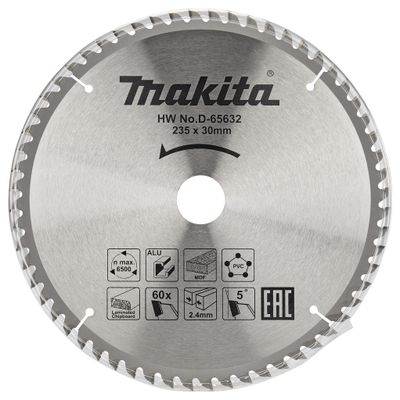 Makita Accessoires D-65632 Afkortzaagblad | div. materialen | 235x30x2,4 | 60T | 5g - D-65632