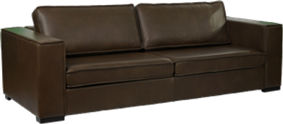 Bruine leren landelijke 3.5-zitsbank Fine - poot hout zwart - Granada leer Chocolate (bruin leer)