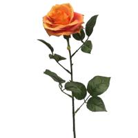Kunstbloem Roos Dijon - 64 cm - oranje - zijde kunstbloemen - Boeket - stelen - rozen