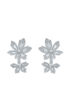 David Morris boucles d'oreilles Palm Double Flower en or blanc 18ct ornées de diamants - Argent