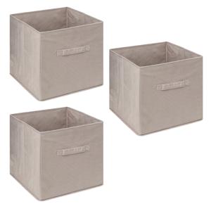 Opbergmand/kastmandje - 3x - Beige - 31 x 31 x 31 cm - 29 liter - Vakkenkast manden - Stof