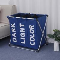 Opvouwbare drie grid vuile kleren Wasserij belemmert organisator Home opslag mand (blauw)