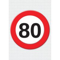 Verjaardag deurposter - 80 jaar - stopbord - 59 x 84 cm - leeftijd feestartikelen