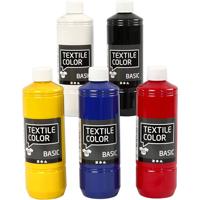 Creativ Company Textielverf - primaire kleuren, 5x500ml