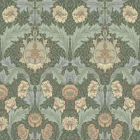 Dutch Wallcoverings Hidden Tr2 -Myrtle Green/Apricot - Groen/Abrikoos