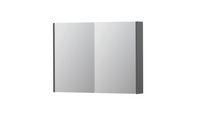 INK SPK2 spiegelkast met 2 dubbelzijdige spiegeldeuren, 4 verstelbare glazen planchetten, stopcontact en schakelaar 100 x 14 x 73 cm, mat grijs