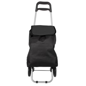 Boodschappentrolley tas op wielen - Shop and Go - zwart - 92 x 35 x 28 cm - 40 liter