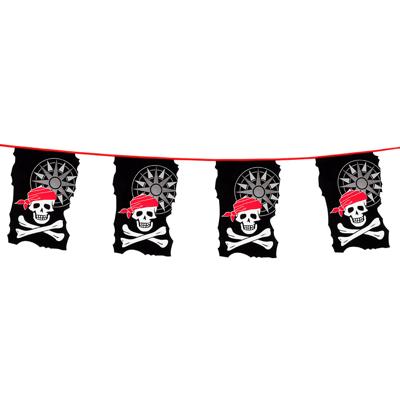 Piraten thema vlaggenlijn - doodshoofd - 10 meter - kunststof - piraten kinderfeestje