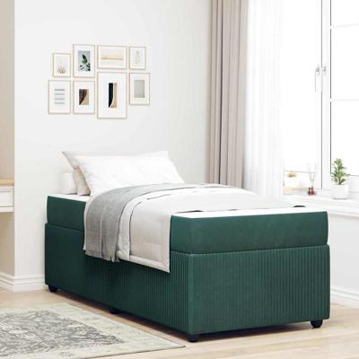 Bedframe met matras met matras Donkergroen 100 x 200 cm Fluweel