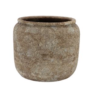 DK Design Bloempot kruik model Batu - zandkleur - D22 x H20 cm - rustiek   -