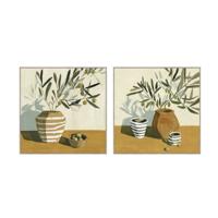 Schilderij Home ESPRIT Groen Beige Mediterrane Met reliëf 100 x 4 x 100 cm (2 Stuks)