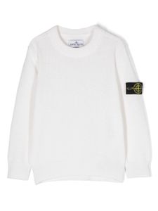 Stone Island Junior pull à col rond à patch logo - Blanc