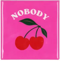 Daan Kromhout Design tegeltje keramiek nobody cherries 10x10cm pink
