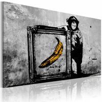 Schilderij - Inspired by Banksy III, Zwart-Wit , wanddecoratie , premium print op canvas