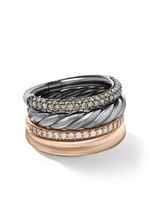 David Yurman bague Mermaid en or rose 18ct et argent Sterling pavée de diamants - thumbnail