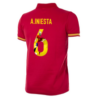 Spanje Retro Voetbalshirt 1988 + A. Iniesta 6 (Photo Style) - thumbnail