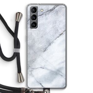 Witte marmer: Samsung Galaxy S21 Transparant Hoesje met koord