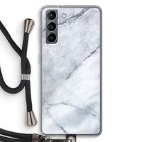 Witte marmer: Samsung Galaxy S21 Transparant Hoesje met koord
