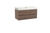 Storke Edge zwevend badmeubel 110 x 52 cm notenhout met Mata High asymmetrisch linkse wastafel in solid surface mat wit - thumbnail