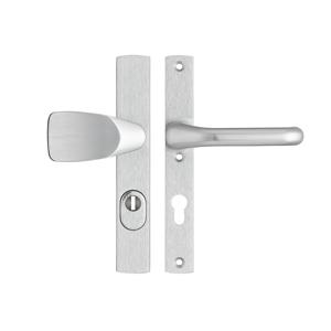 Veiligheidsbeslag Premium smal Wing-knop+kruk Flow PC72 anti-kerntrek/omkeerbaar/242x38x15/alu. gesl. F1/SKG3