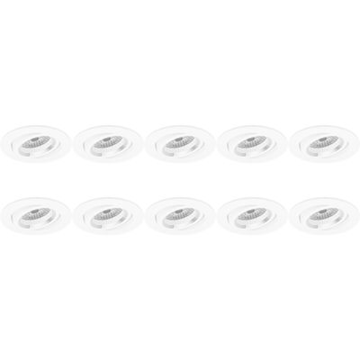 Spot Armatuur 10 Pack - Pragmi Aerony Pro - GU10 Inbouwspot - Rond - Wit - Aluminium - Kantelbaar - Ø82mm