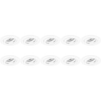 Spot Armatuur 10 Pack - Pragmi Aerony Pro - GU10 Inbouwspot - Rond - Wit - Aluminium - Kantelbaar - Ø82mm