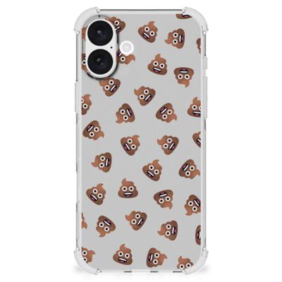 Doorzichtige Silicone Hoesje voor iPhone 16 Plus Poep Emojis