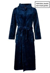 Blauwe fleece badjas met capuchon-xl/xxl