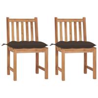 Tuinstoelen 2 st met kussens massief teakhout