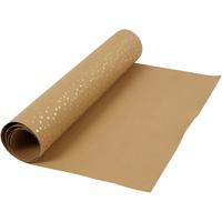 Creativ Company Faux leather papier, b: 50 cm, unikleurig,met folie, 350 gr, lichtbruin, goud, 1 m/ 1 rol